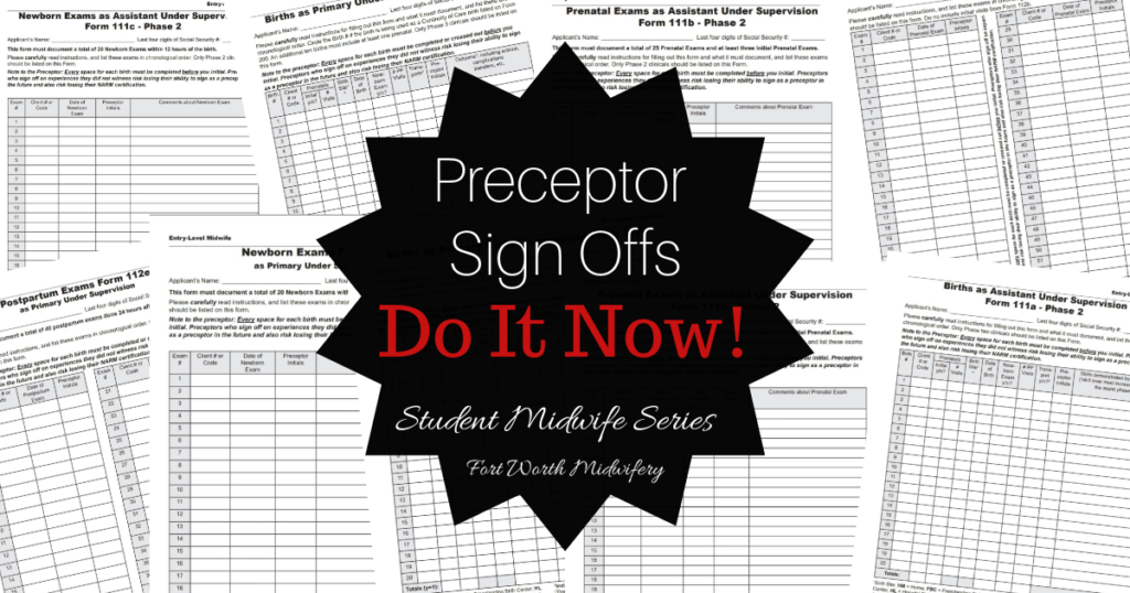 student midwife preceptor skills sign off